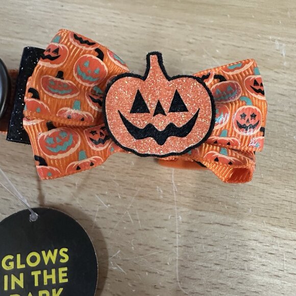 Thrills & Chills Halloween Pumpkin Dog Collar Small Glows In The Dark 10”-14” - Picture 2 of 4